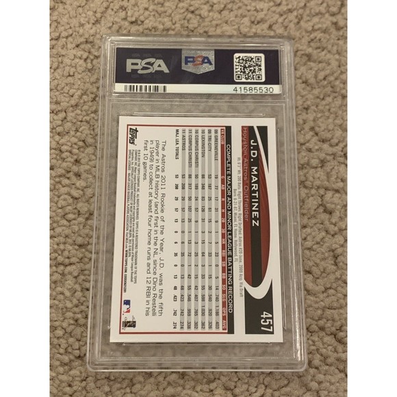 2012 Topps #457 J.D. Martinez PSA: Mint 9 Houston Astros Baseball Card Graded - Picture 2 of 2